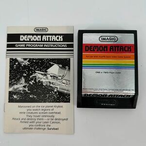 Demon Attack Atari 2600 Game & Manual 1982 Imagic Rainbow Label Tested Authentic